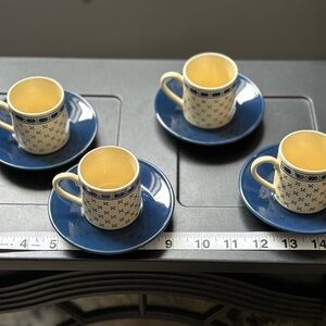 Vintage Potpourri Press mini cup and saucer set in the blue and cream color